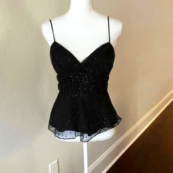 Betsey Johnson Tops - Betsey Johnson 100% silk Spaghettis strap tank top, Black, 6